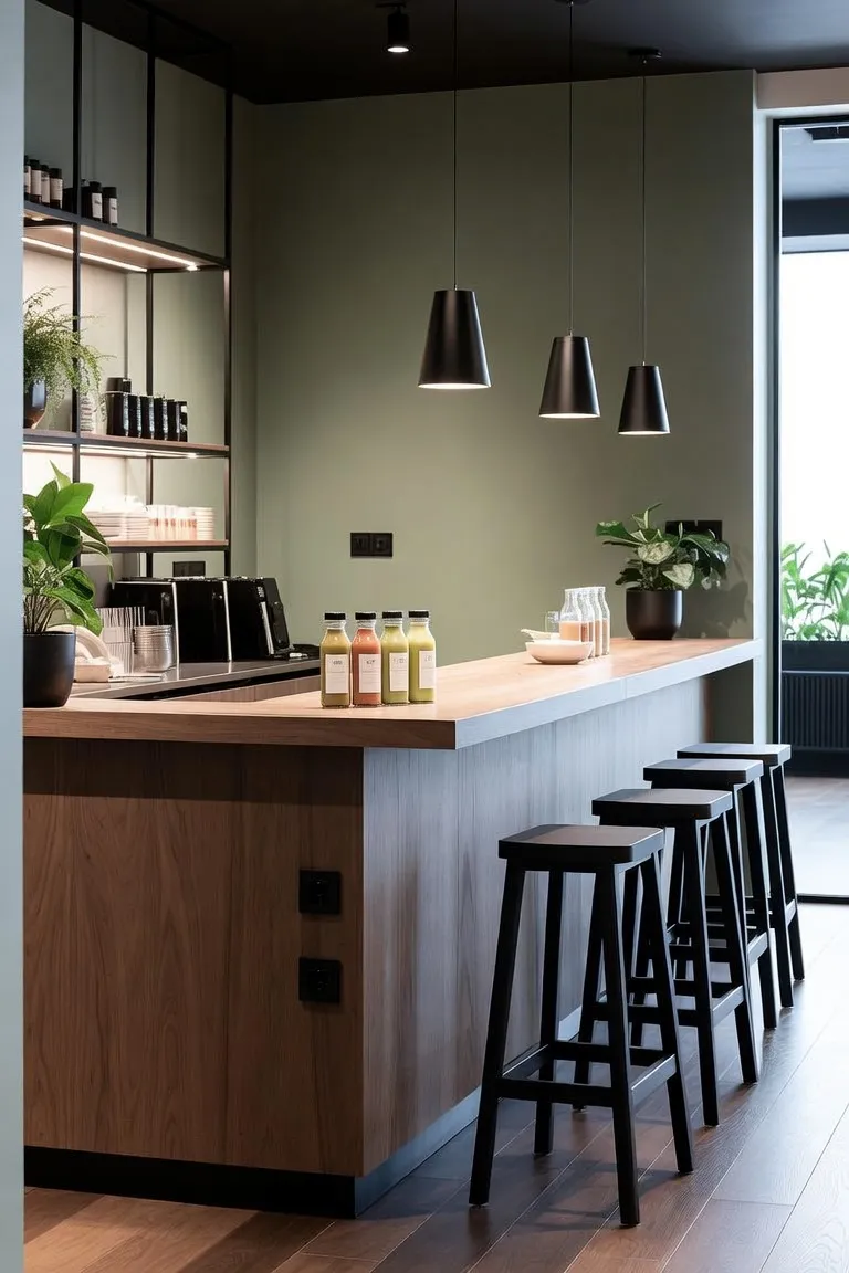 Café counter inside the studio